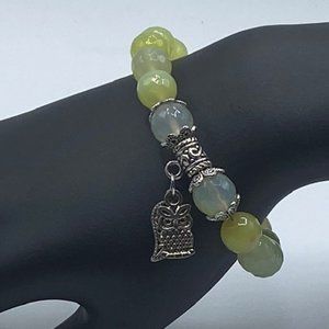 Jade Bracelet W/Owl Charm